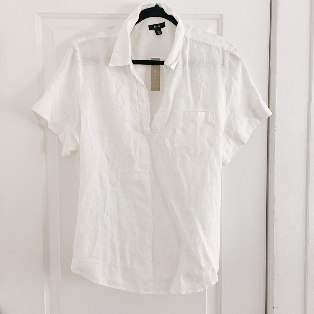 J.Crew Women’s White Short-Sleeve Shirt (XL)
